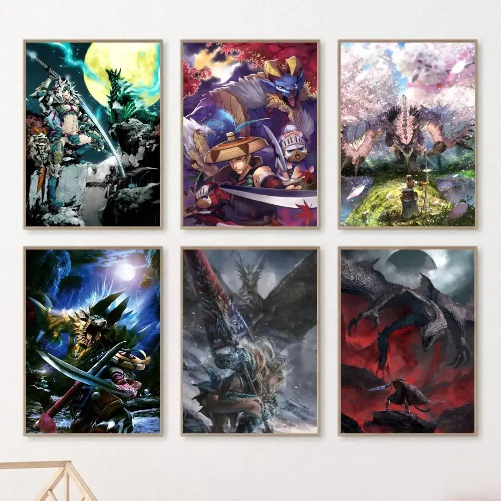 Hot Game Anime M-Monster H-HunteR W-Wilds Manga Posters HD Print Vintage Wall Art Decor for Home Study Room