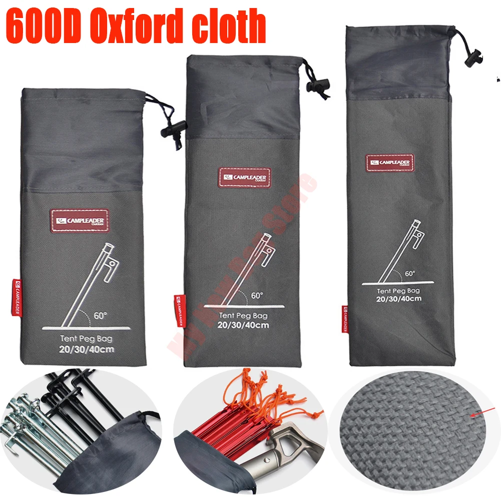 600D Oxford Cloth Tent Nail Hammer Storage Bag Portable Durable Dirt Resistant Drawstring Tent Camping Tools Tent Accessories