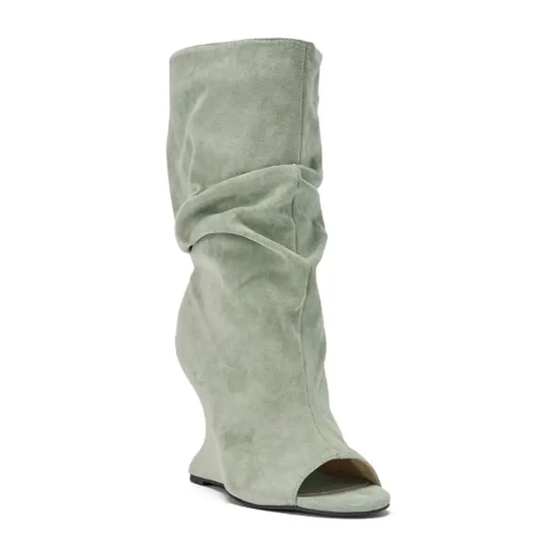 2026 Sommer Mode Plissierte Ärmel Offene Zehen Coole Stiefel Europäische und Amerikanische Retro Vielseitige Bankett- und Modeschuhe