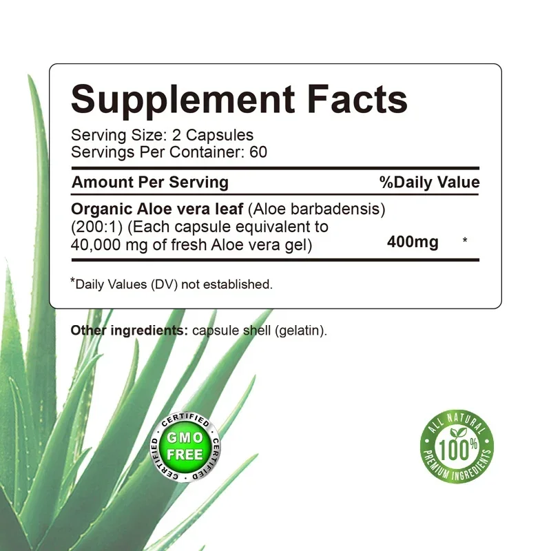 True Aloe Capsules - Cleansing, Boosts Cellular Energy, Aids Digestive, Balances Intestinal Flora, Promotes Intestinal Motility