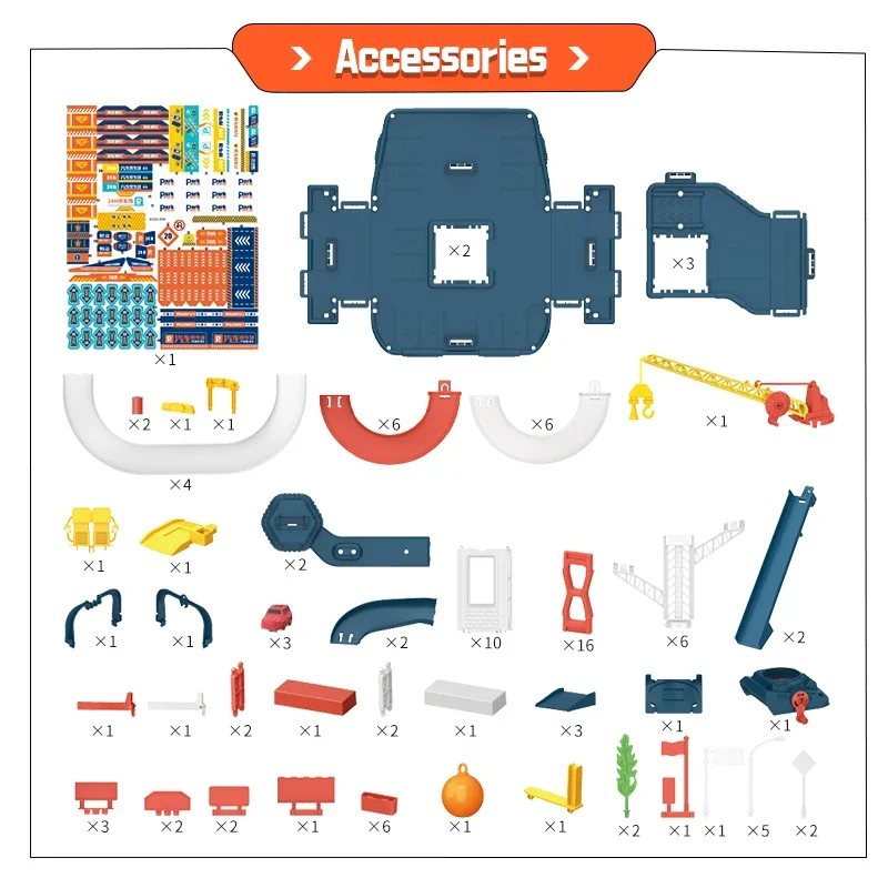 Construcción de estacionamiento de ciudad de ferrocarril grande, estacionamiento artesanal multicapa, ranura de montaje artesanal, pista de carreras de aventura, regalos para niños