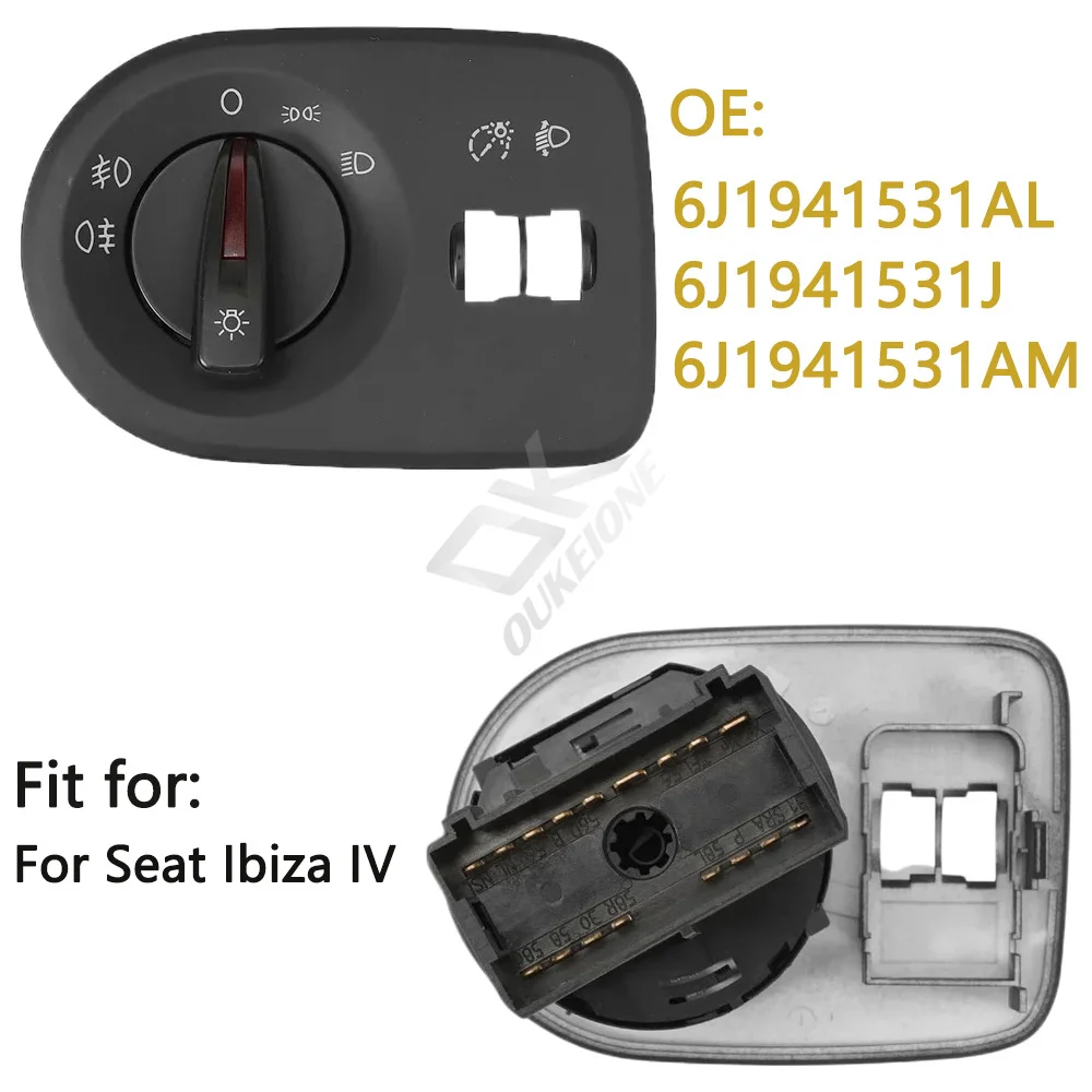 For Seat Ibiza IV Automatic Fog Light Headlight Light Switch Adjust Knob 6J1941531AL 6J1941531J 6J1941531AM Car Accessories
