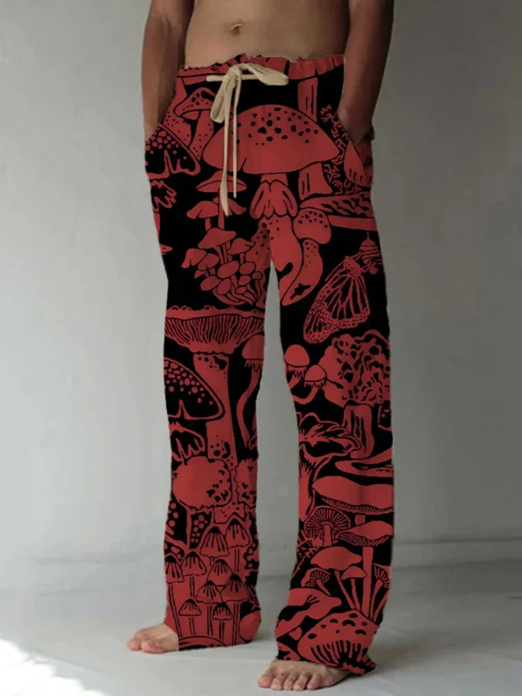 

Full Length Wide Leg Pants Printed Colorful Mushroom Hipster Harajuku Summer Trousers Streetwear Sweatants Men Women Clothing