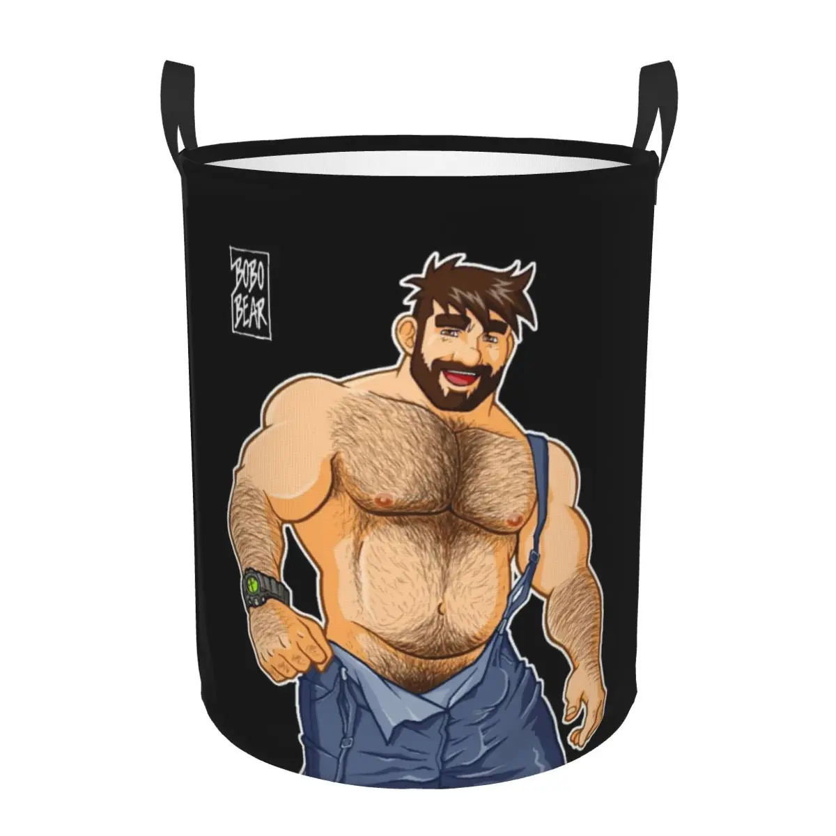 Sexy Gay Bear Adam Bobo Bear Laundry Basket Foldable Pride Muscle Man Clothes Hamper for Baby Kids Toys Storage Bag