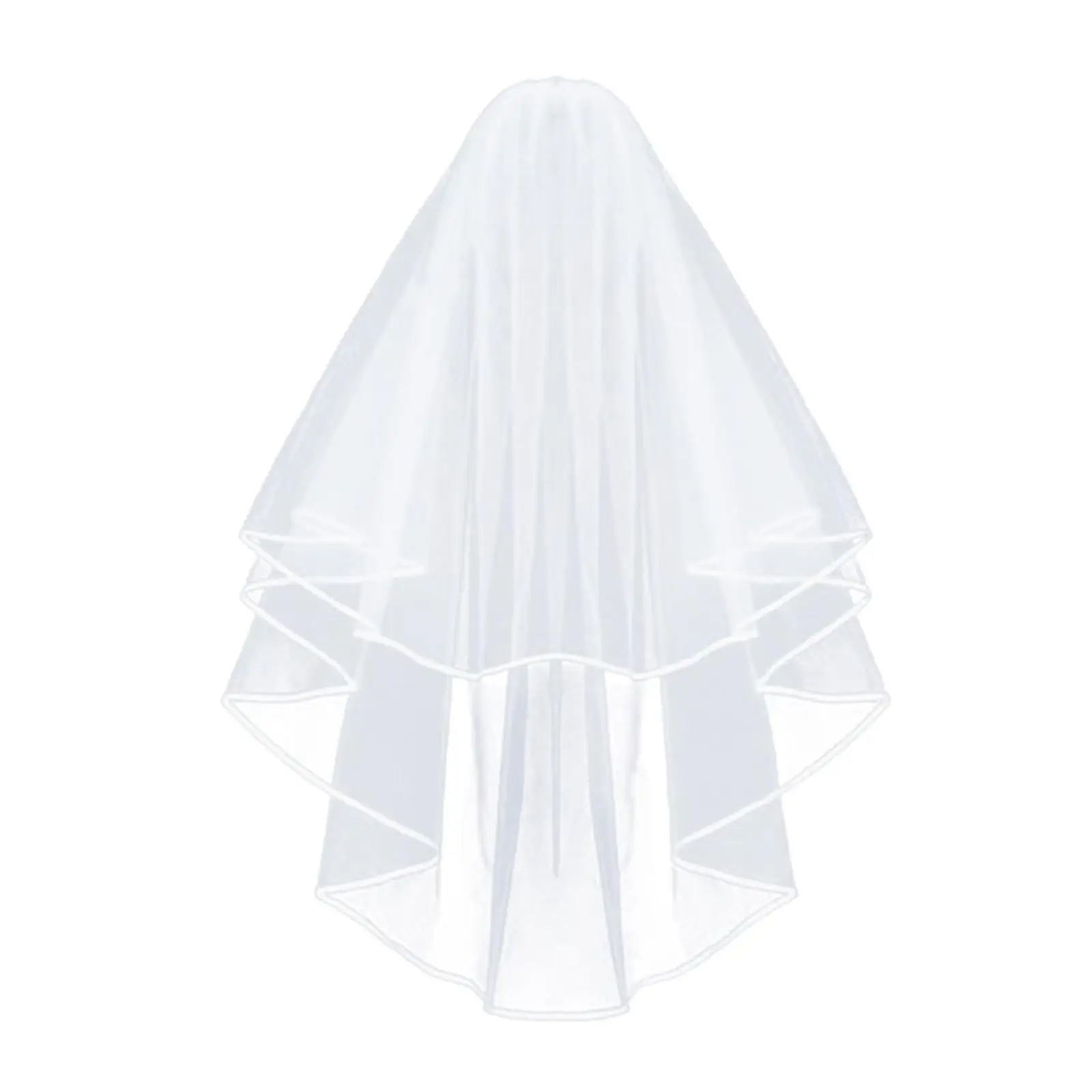 Bridal Veils 2 Tier Ribbon Edge Center Cascade Bridal Veil with Comb for Bachelorette Party