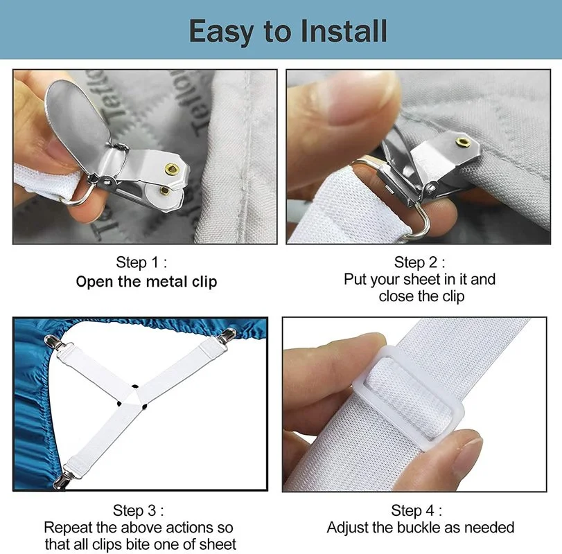 탄성 침대 시트 그리퍼, 벨트 패스너, 침대 시트 클립, 매트리스 커버 담요, 이불 거치대, 섬유 도구 정리, 세트당 4 개