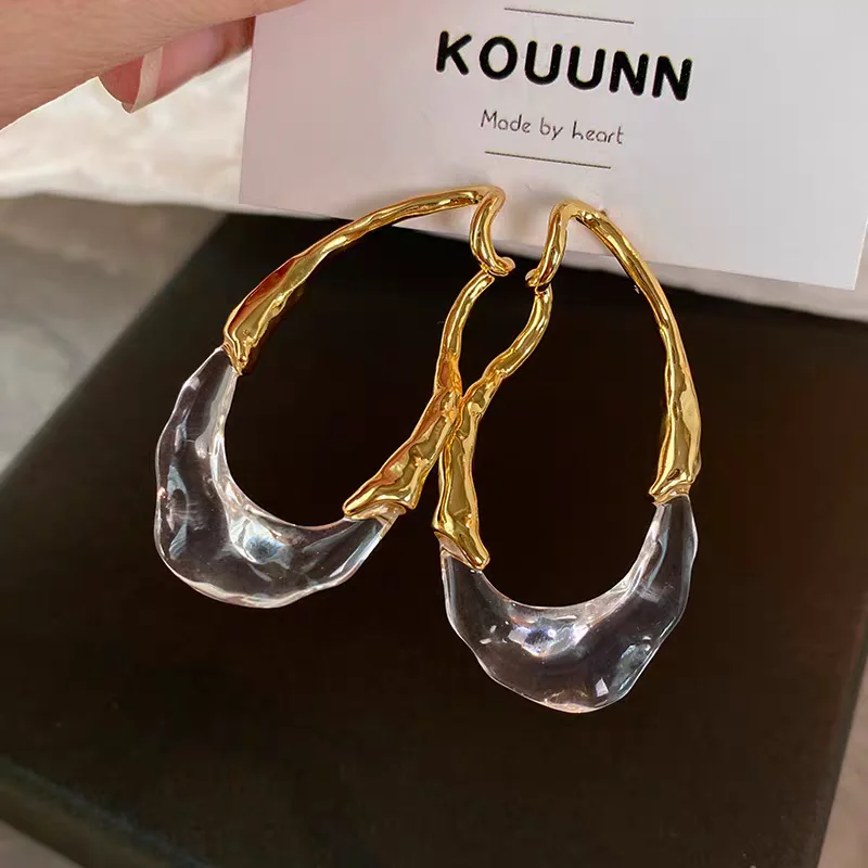 Resin irregular dangle earrings for women transparent statement earrings unique abstract art jewelry new in2026