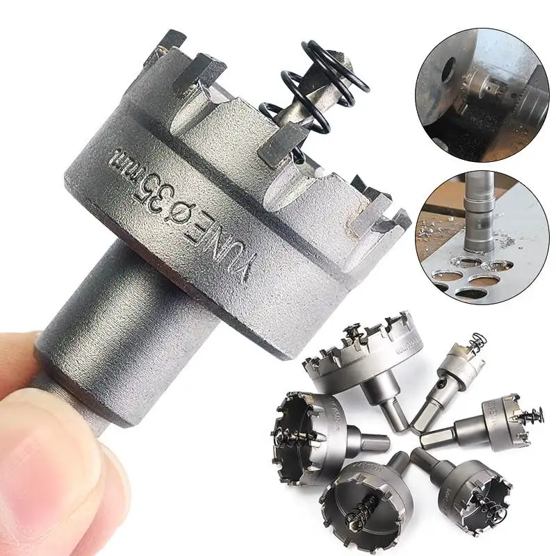 6Pcs 22-65mm HSS Hole Saw Set Carbide Tip TCT Metal Cutter Core Drill Bit Hole Saw Alloy Stainless Steel Drilling Metalworking