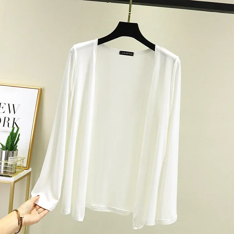 Women\'s Short Cardigan Spring and Summer Thin Korean Style Casual Shawl Jacket Long-sleeved Sun Protection Air-conditioned Shirt