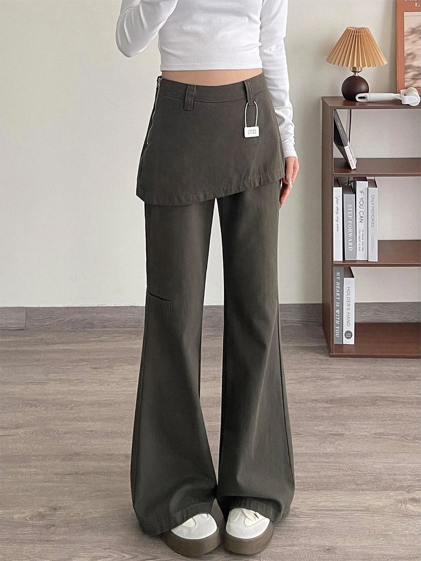 American Style High Waist Wide Leg Workwear Jeans Women's Loose Fit Slimming Versatile Non-Matching Leggings