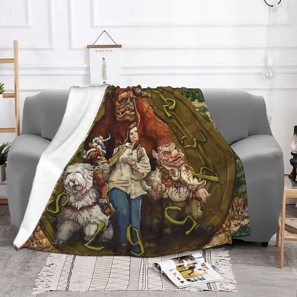 Labyrinth Jareth Film Blanket Flannel Decoration Clock Portable Home Bedspread