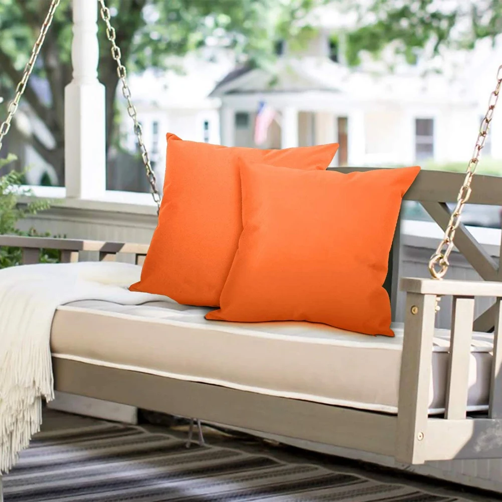 PORK-4Pcs Outdoor Waterproof Throw Pillow Covers Water Resistant Garden Chair Cushion Case For Couch Decoration 18X18 Inches