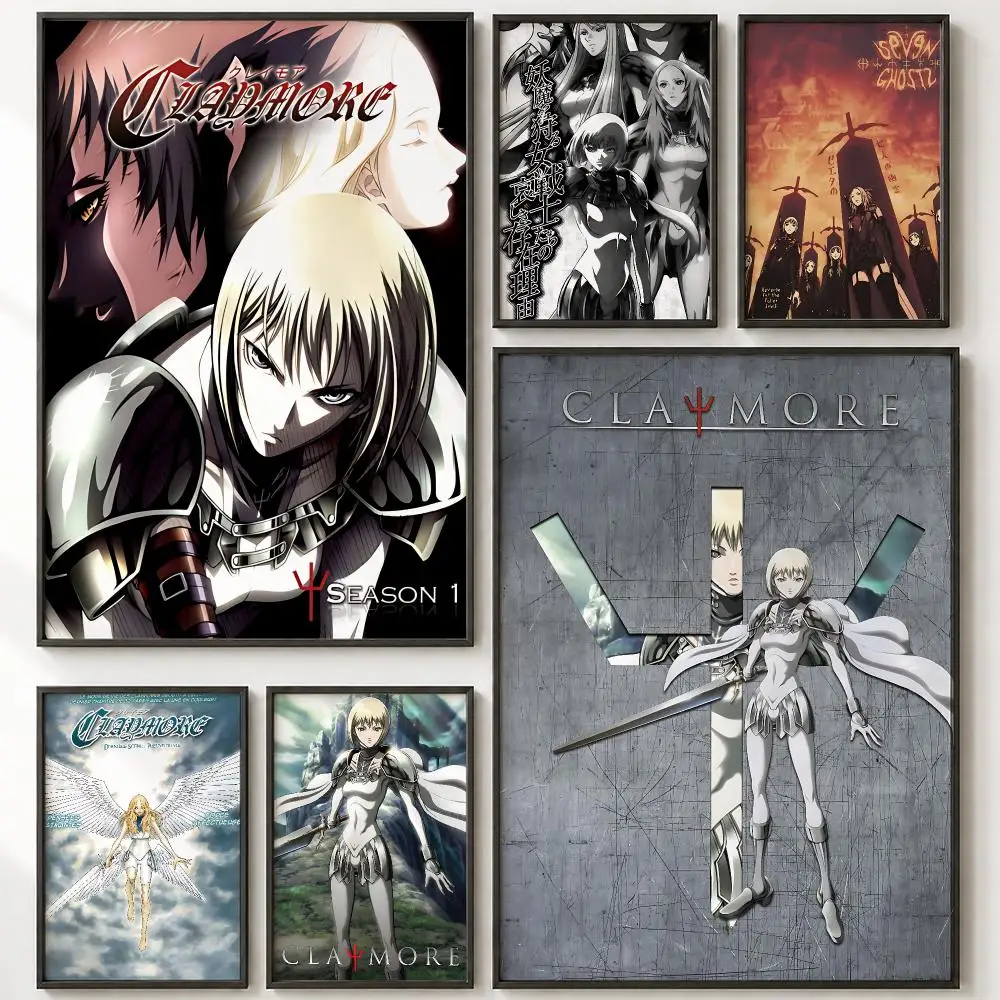 Ultra Entertainment C-ClaymoreS Poster Vintage Retro Anime Poster Stickers Peel and Stick Wall Art Home Decor