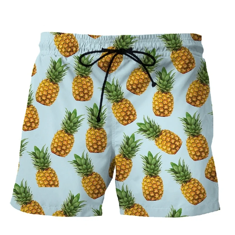 Pantalones cortos con estampado 3d para hombre, Shorts con estampado de plátano, limón, fruta, piña, sandía, moda informal, verano, playa, bañadores