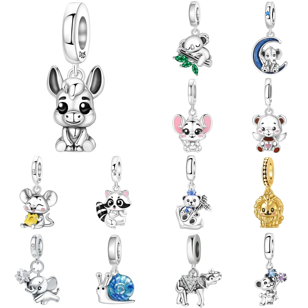Orstarry 925 Sterling Silver Cute Donkey Animal Original Pendants Bracelet Charms Jewelry Party Beads DIY Trendy Gifts