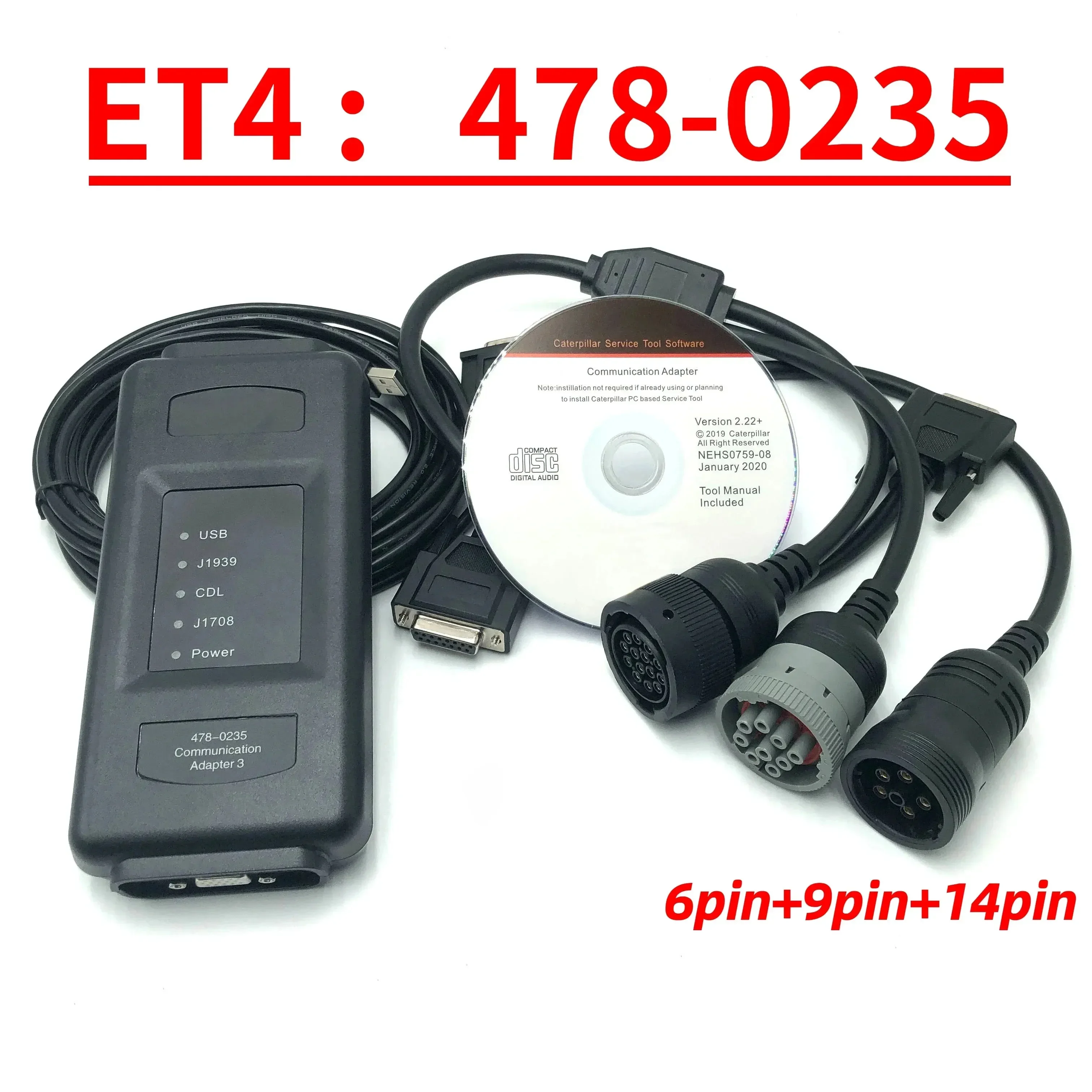 customer 478-0235 538-5051 ET4 diagnostic Adapter communication service tool with 2021B version is OEM for Caterpillar excavator