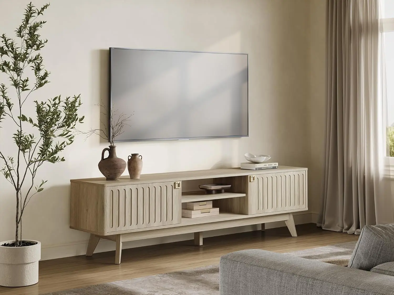 Modern TV Stand for 65/75/80 Inch TV, Long 70