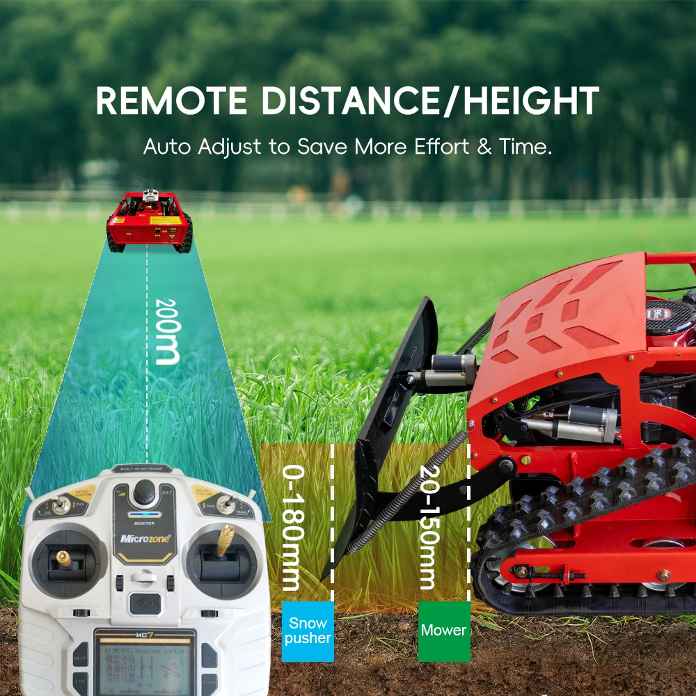 German Warehouse Gasoline Mower Robot With Snow Plower Remote Control MS550SN for Wasteland Garden