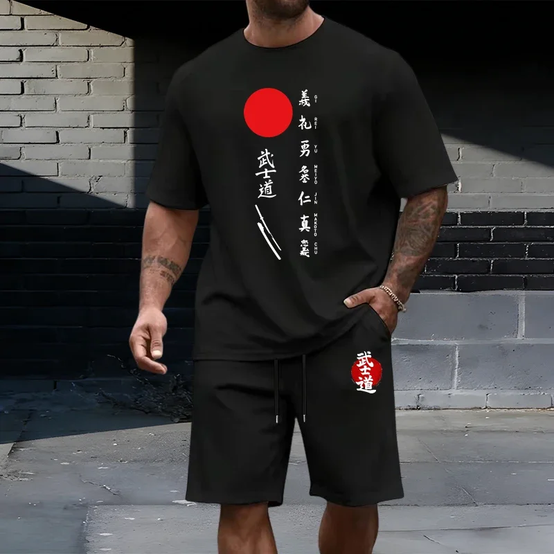 

Japan Bushido 2026 Hot Sale Men's Tracksuit Summer O-neck T-shirt and Sports Shorts Urban Casual Fashion Short Sleeve Outfit