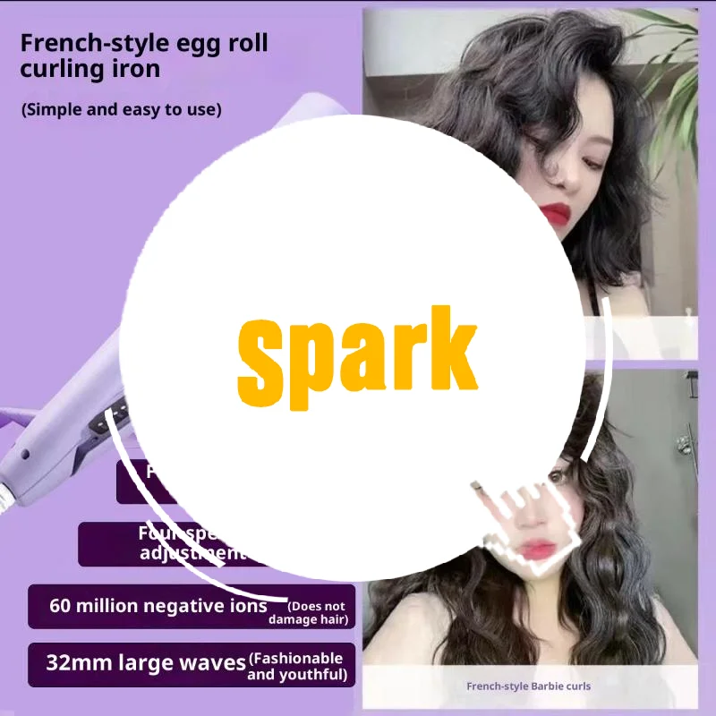 

32MM Electric Curling Iron Lambswool Curling Tool Long Lasting Styling French Anti-Flame Design For Wide Deep Waves