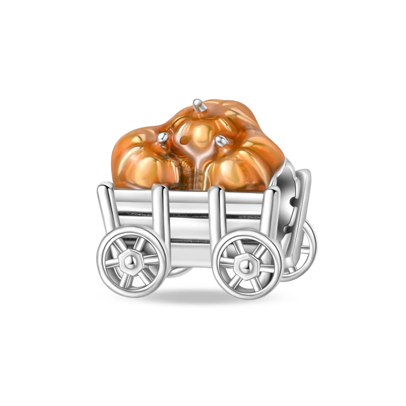 Herbstserie aus 925er-Sterlingsilber, braune Ahornblätter, Vogelscheuche, Eichhörnchen, Kürbis-Charms, Perlen, passend für Pandach-Armbänder, DIY-Schmuck – Detail 25