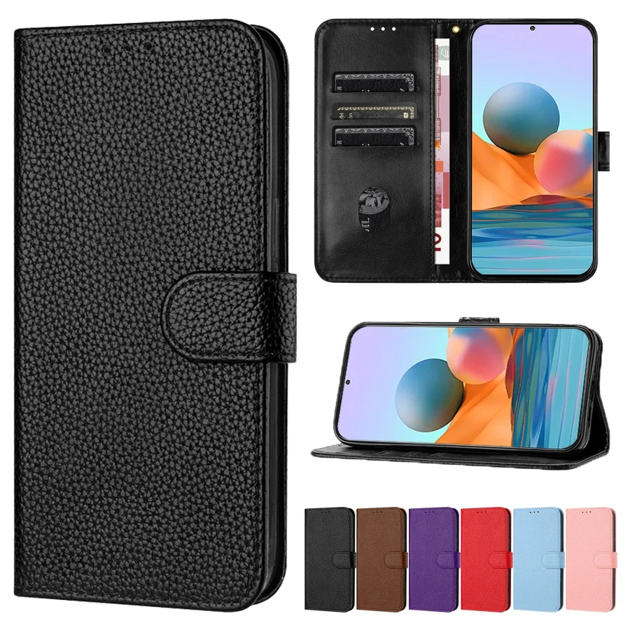 

For Xiaomi 13T 12T 11T Redmi 13C 12 12C 10A 10C 9 9T Note 12 5G 12 Pro 5G 10 8 Pro Wallet Litchi Pattern Magnetic Leather Cover