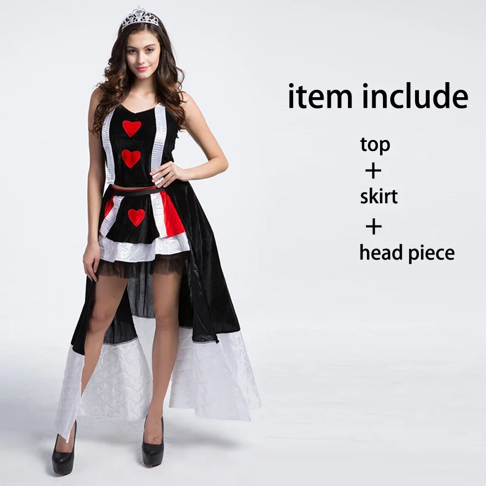 

Halloween Red Heart Queen Cosplay Costume Queen Dress Set Festival Theme Party Performance Role Playing Outfits for Women