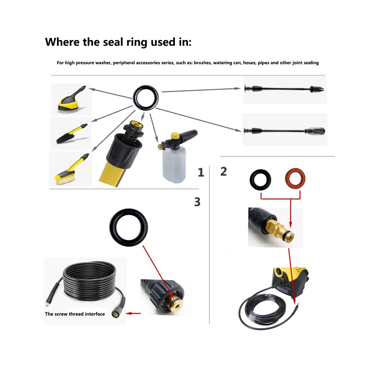 O-Ring for Karcher Lance Hose Nozzle Spare O-Ring Seal 2.640-729.0 Rubber O-Ring Pressure Washer for K2 K3 K4 K5 K6 K7