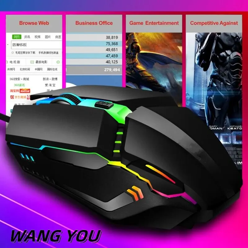 X3 Wired Mouse USB Wired LED Luminous Game Competitive Computer Adjustable DPI Mice Office Lol Mobile Game Mouse