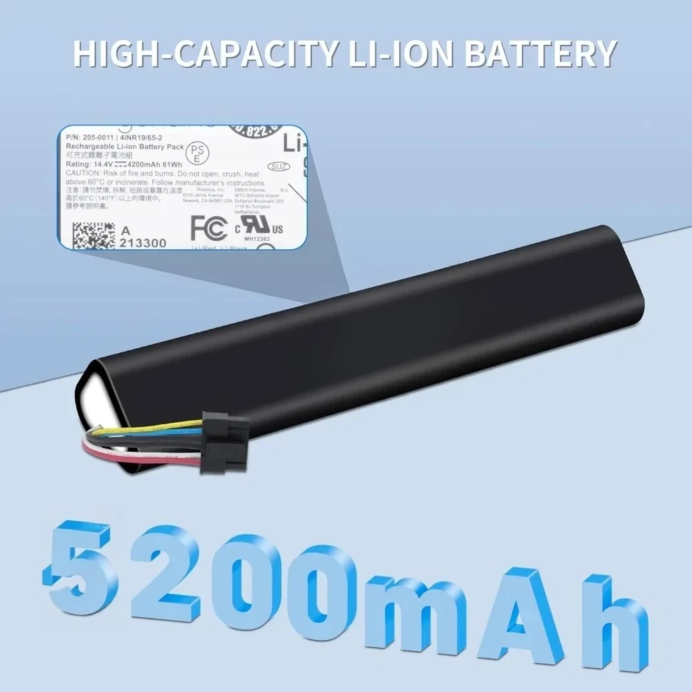 

945-0225 Литий-ионный аккумулятор 14,4 В, 5200 мАч для роботов-пылесосов Neato D3 D4 D5 D6 D7, сменный аккумулятор большой емкости