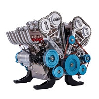 KIT TECHING 500+Pcs V8 Metal Engine Model Building Kit Mechanical Engine Science Experiment Physics Education Toy Gift TH21521