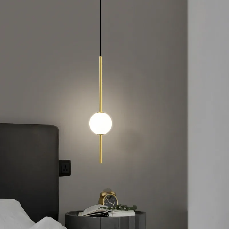 Modern Led Acrylic Long Pendant Light for Bedroom Bedside Hanging Lamp Lustre Home Decoration Lighting Fixture Double Bathroom