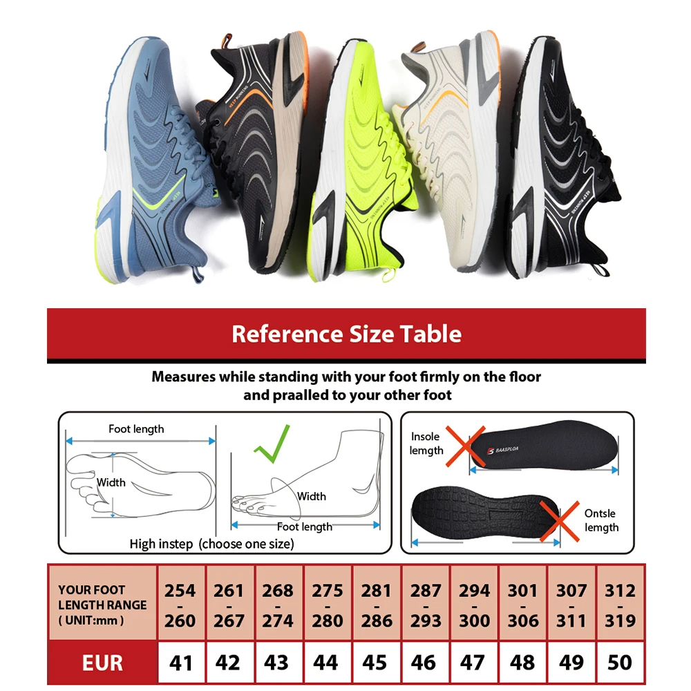 Baasploa New Running Shoes Men Casual Lightweight Mesh Walking Shoes Male Outdoor Breathable Non-Slip Tennis Sports Shoes