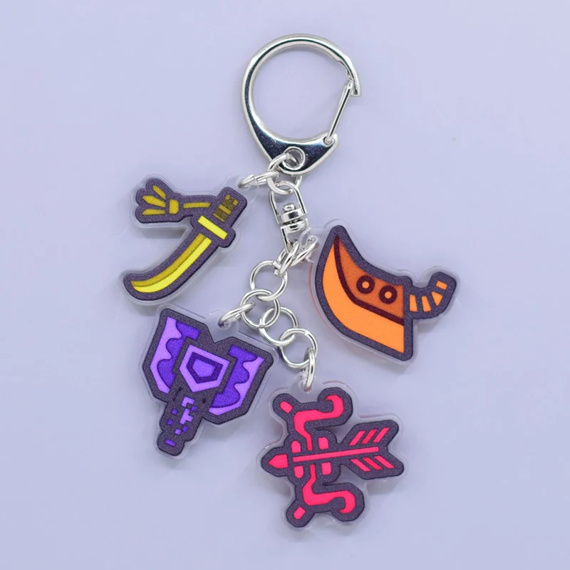 4 in 1 Game Anime Peripheral Keychain 10 Styles Arcylic Cartoon Figures Keyrings Kawaii Key Chain Accessories