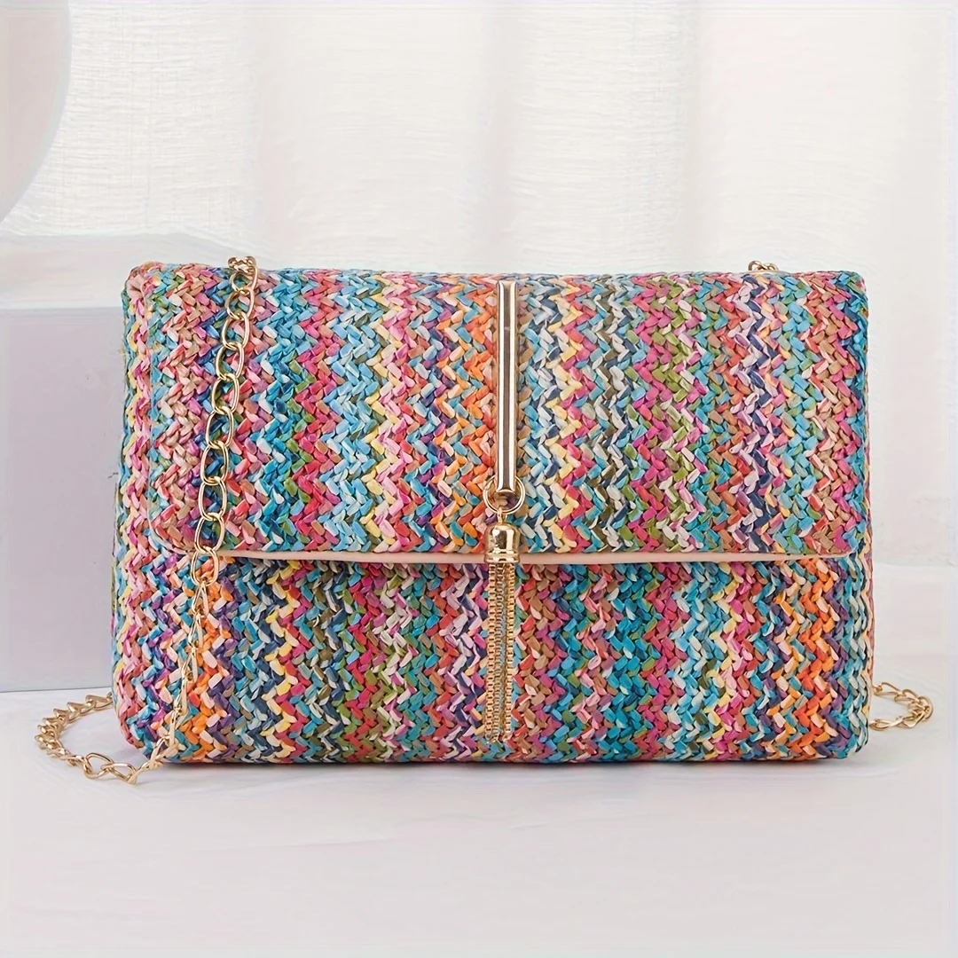 A fashionable tassel hardware accessory, colorful single shoulder diagonal cross bag, makeup bag, phone bag