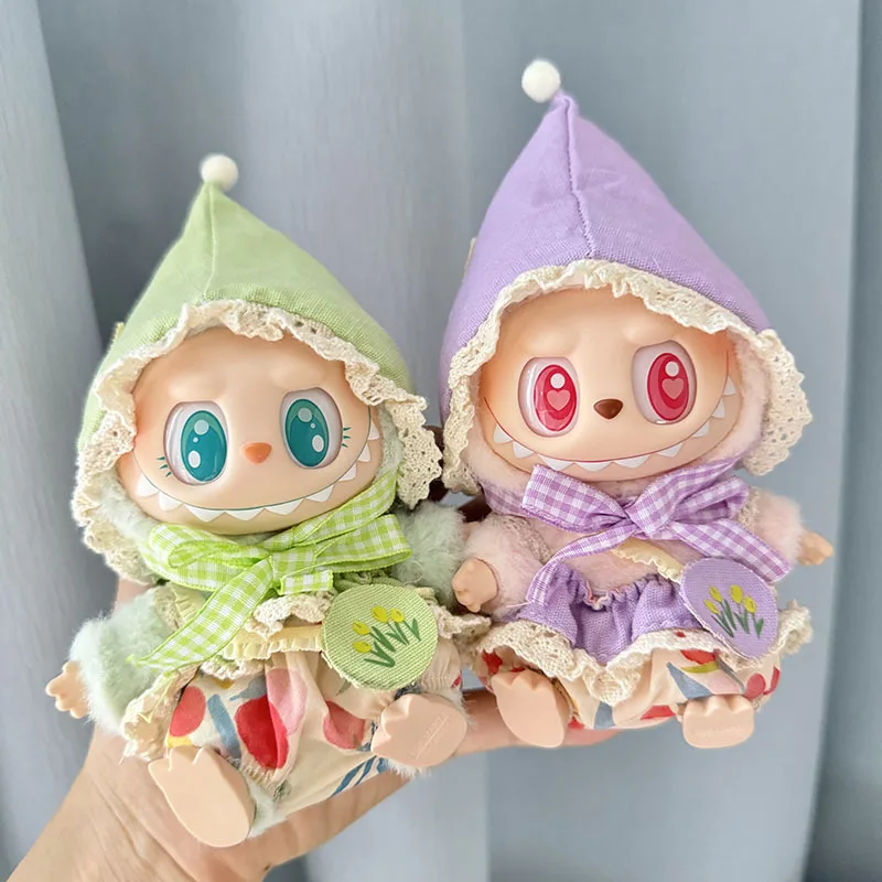 Labubu Time To Chill Filled Doll Clothes Little Witch Outfit Cos Gift Handmade Doll Suit for Macaron 17cm Labubu Clothes