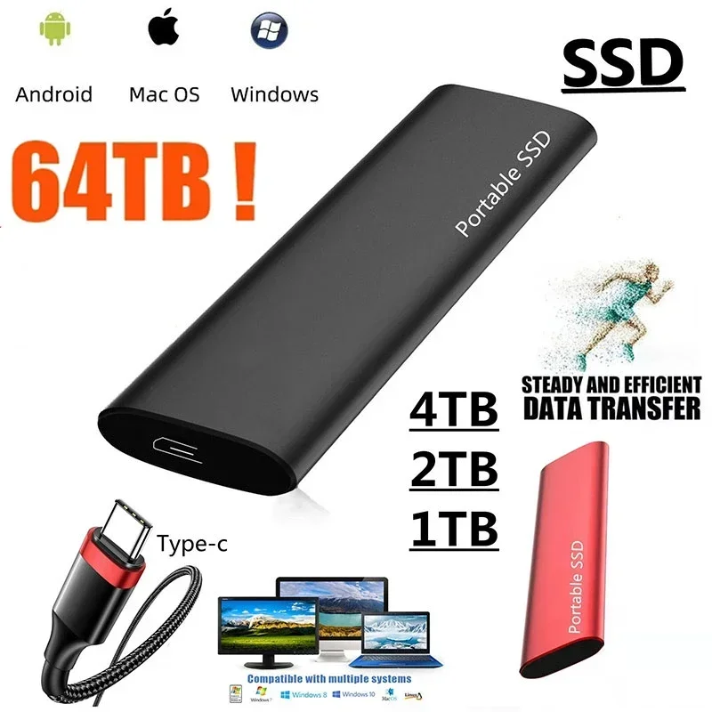 

Portable SSD 1TB 2TB External Hard Disk High Speed Solid State Drive USB3.1 Type-C Storage Device for Laptop/Desktop/Mac/PC