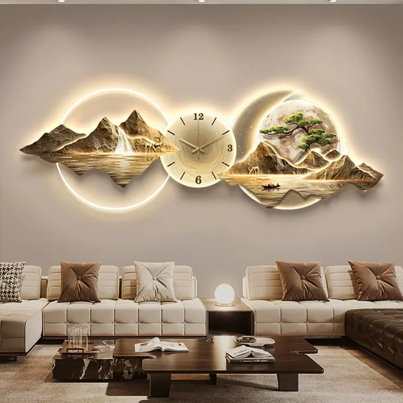 Living Room Wall Clocks Art Mural Luxury Large Aesthetic Modern Wall Watch Creative Large Silent Reloj De Pared Home Decoration