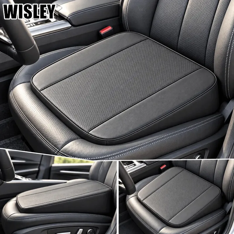 Universal Car Heightening Cushion Thickened Sloped Seat Pad for Vehicles Improve Driving Vision Leather Breathable Car Seat Mat