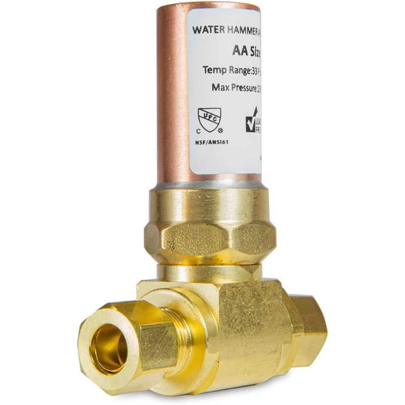 Three-Way Water Hammer Eliminator, 3/8 Inch OD X 3/8 Inch OD Female Threaded For Faucets, Dishwasher Connections Easy To Use