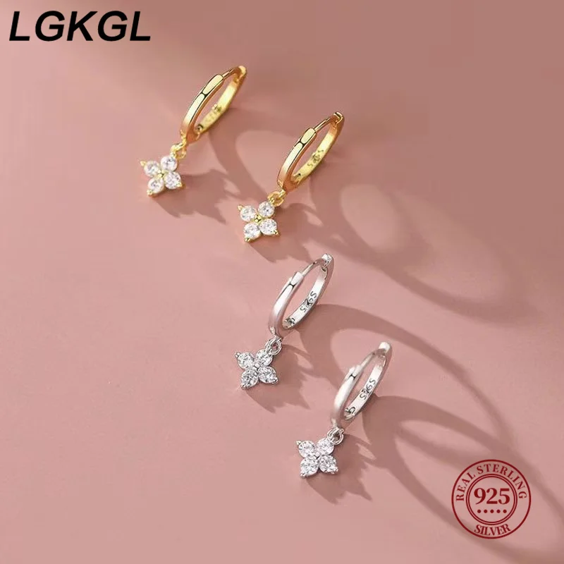 LGKGL S925 Sterling Silver leaf Earrings For Women Trendy Earring Jewelry Prevent Allergy Party Accessories Gift