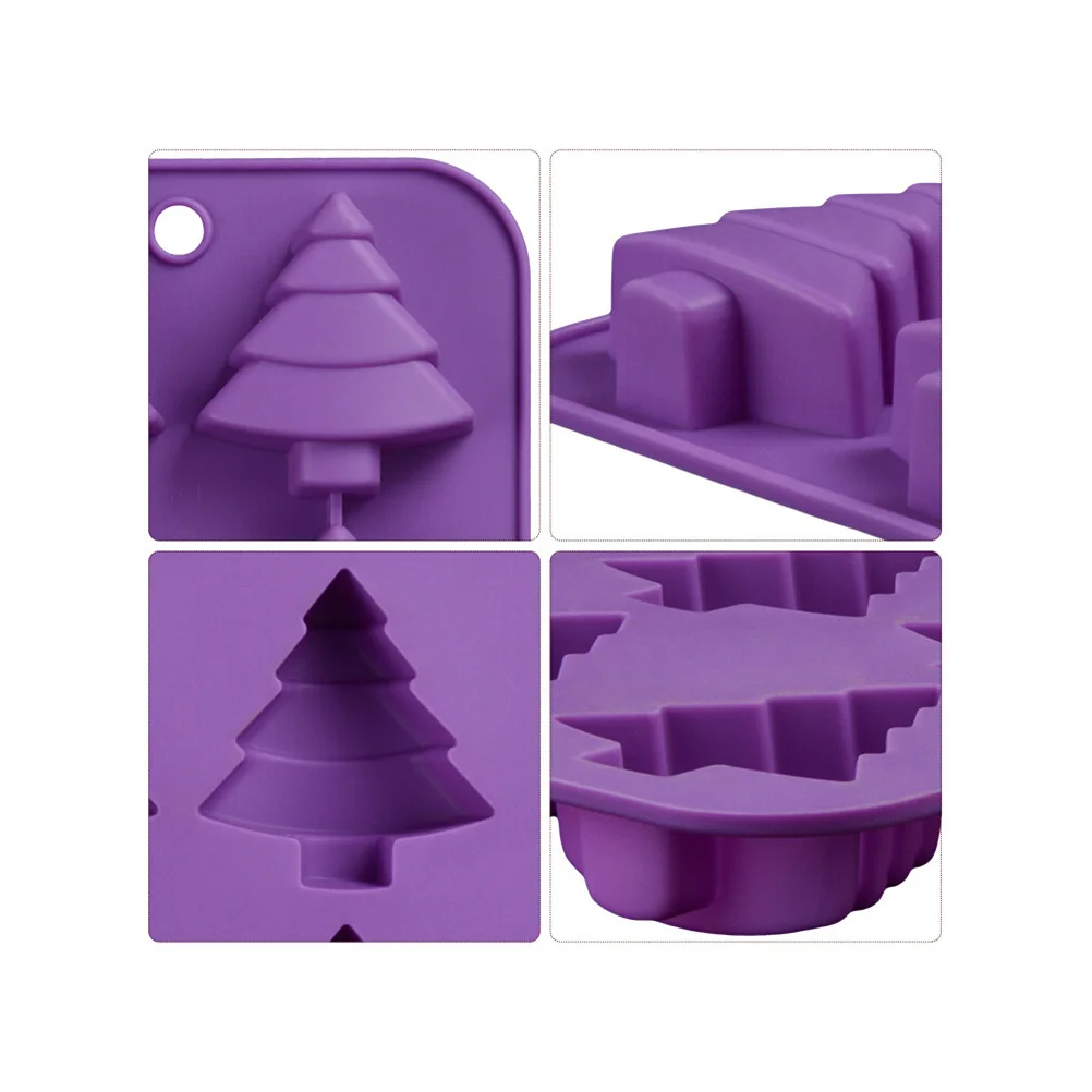 Moldes para decoración de pasteles de árbol de Navidad, silicona de calidad alimentaria, seguro, saludable, suave, duradero, Color aleatorio, molde de silicona para árbol de Navidad
