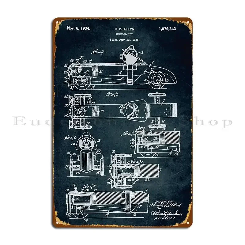 1933 Wheeled Toy Metal Signs Garage Wall Decor Classic Printed Wall Plaque Tin Sign Poster