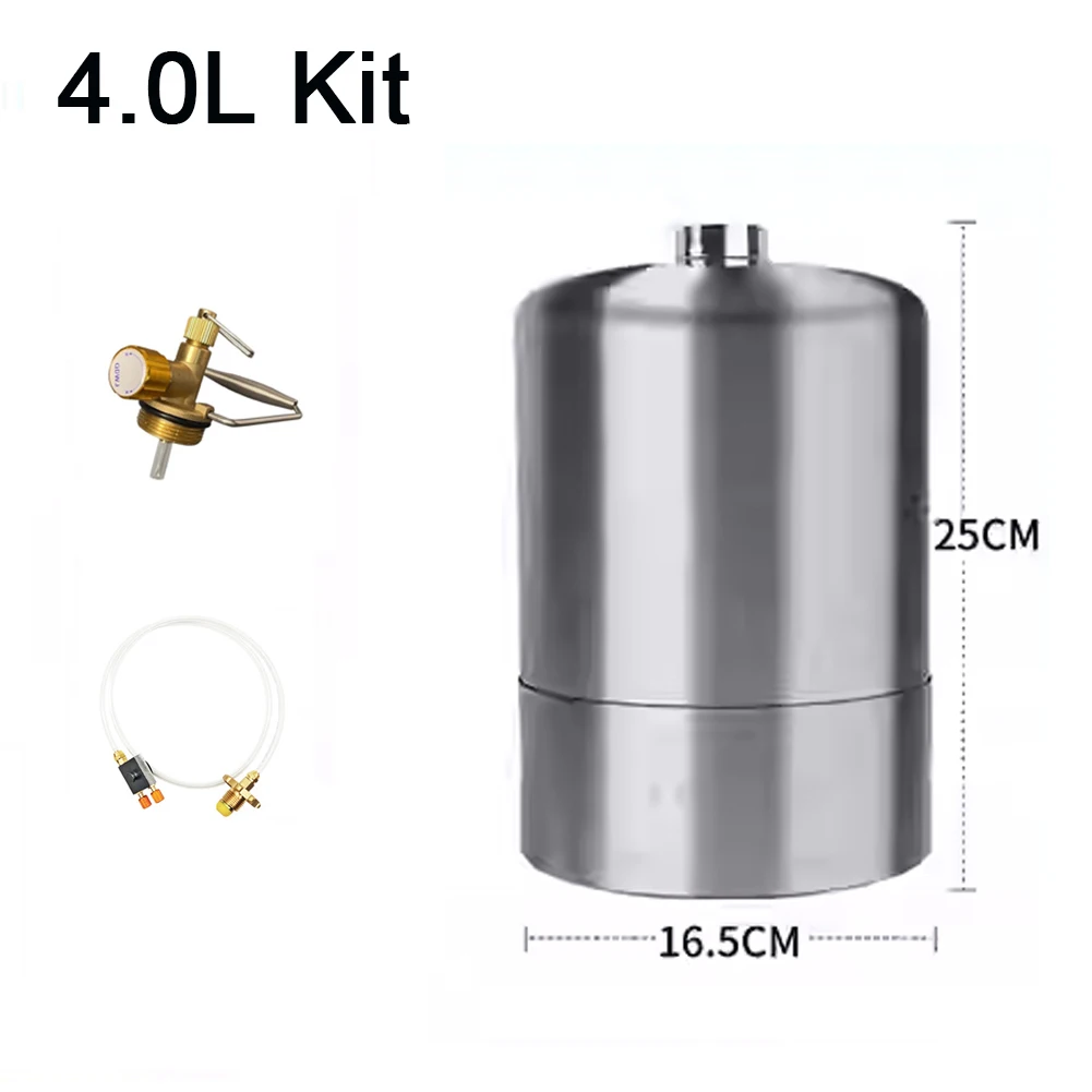 NONE 3,0/4,0 L/5,5 L Leere Gasflasche Kits Outdoor Camping Edelstahl Leere Nachfüllbare Propan Tank Recycelbare Kraftstoffflasche 4