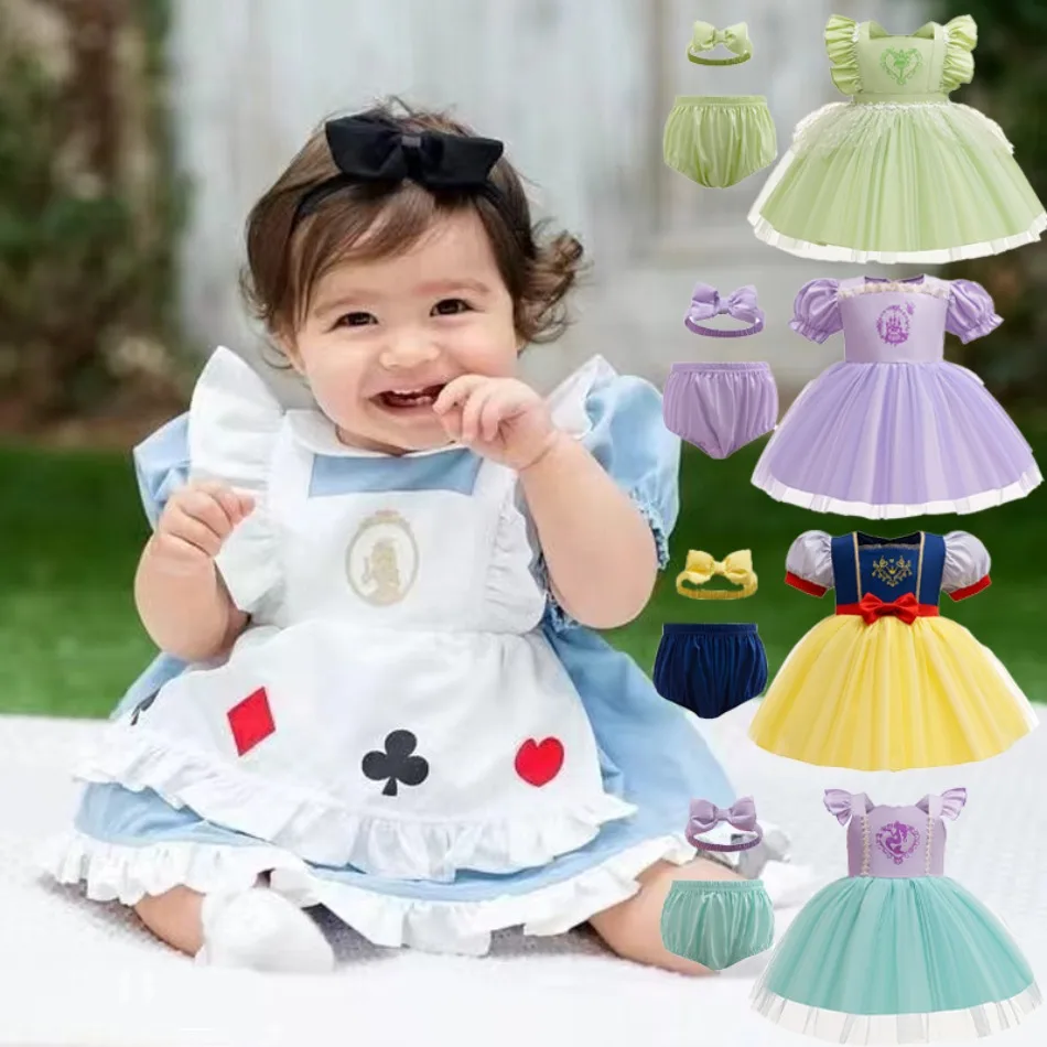 Tutu-Kleid-Set im Schürzenstil für Kleinkinder, Mädchen, mit Höschen und Stirnband, Baby-Outfit für Geburtstagsfeiern, Cosplay und den Alltag XMZ65