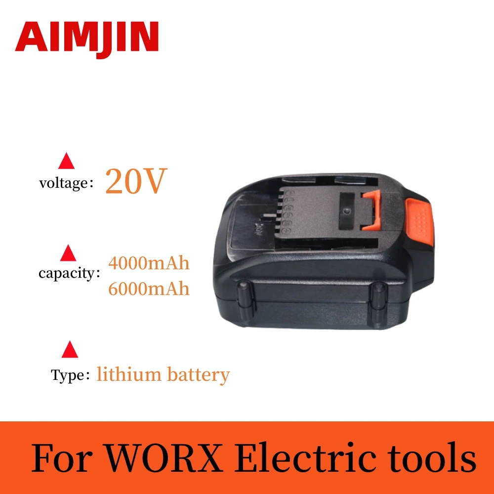 

20V 4.0/6.0Ah Lithium Ion Battery for Worx 20V Battery WA3578 WA3520 WA3525 for Worx WG151s WG155s WG251s Replacement Worx Batte