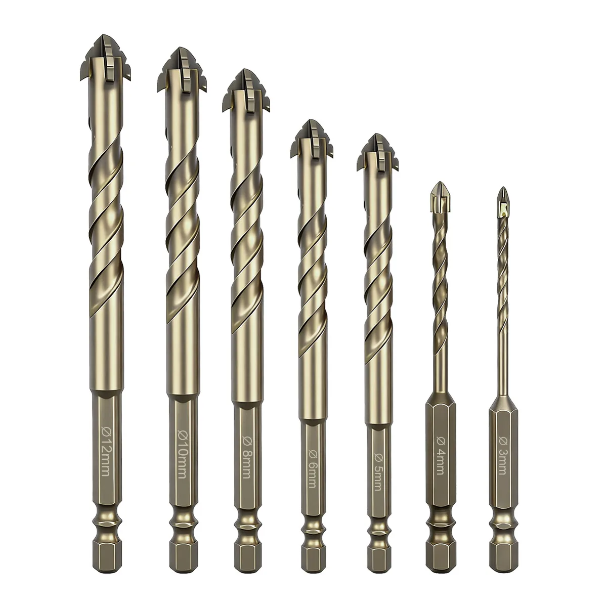 4-Edged Serrated Eccentric Drill Bit Set | Dry Drilling for Marine Motorcycle Parts Yacht Maint Ceramic Glass Marble Concrete