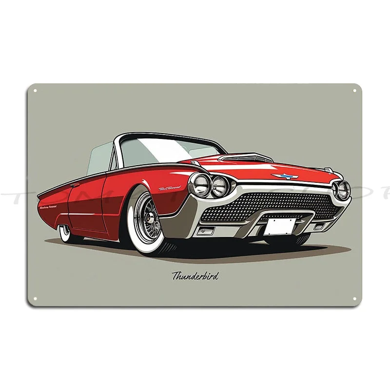 1963 Thunderbird Coupe 1966 Thunderbird 'Fly'n Low' Metal Sign Wall Cave Create Party Garage Printing  Tin Sign Poster