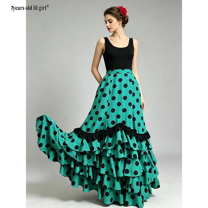 Spanish Flamenco Costume Performor Dress Women Gyspy Ballroom  Festival Performance Dance Wear Multiple Colors GZ10
