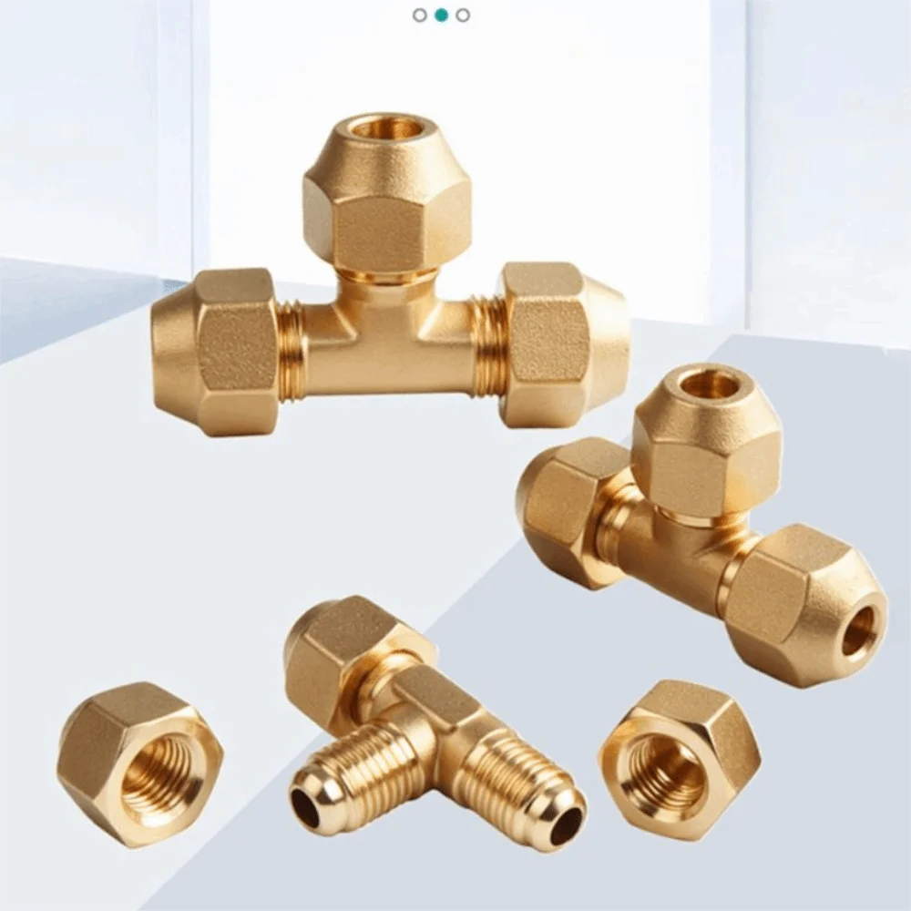 SAE-Standard Flare Fitting Connector 3-Way Design Brass Material Brass Pipe Fitting Multiple Sizes Male Thread Male Flare Union
